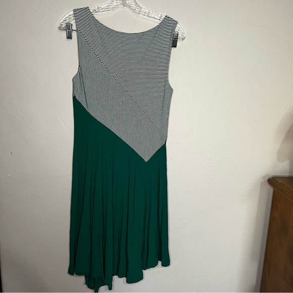 Maeve Anthropologie Cameron Green/White Striped Bodice‎ Asymmetrical Dress - Picture 9 of 10